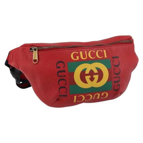 GUCCI Web Sherry Line Body Bag Leather Red 530412 Auth 146075 - Picture 2 of 16